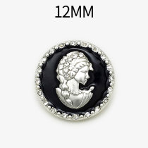 12MM Metal  Mingyuan Fengmei's head adorned with diamonds snap button charms