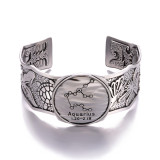 Personalized Gothic style vintage 12 constellation silver wide open bracelet