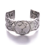 Personalized Gothic style vintage 12 constellation silver wide open bracelet