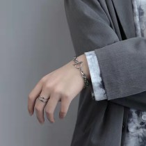 Stainless steel hip-hop double-layer bracelet