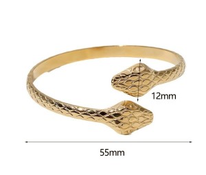 Stainless steel double headed snake bracelet