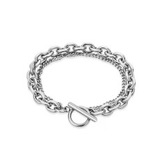 Stainless steel hip-hop double-layer bracelet