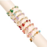 Butterfly Crystal Glass Children's Beaded Bracelet