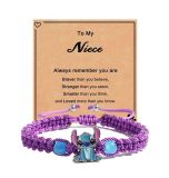 New Year Gift Inspirational Bracelet Adjustable Hand Woven Blue Jade Marrow Purple Stitch Bracelet