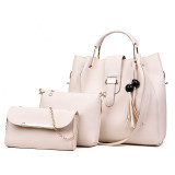 Handbag Fashion Soft Leather Shoulder Bucket Bag 3-Piece Set