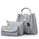 Handbag Fashion Soft Leather Shoulder Bucket Bag 3-Piece Set