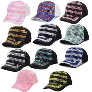 Stick diamond hat, men's and women's colorful rhinestone baseball cap, fashionable duckbill cap