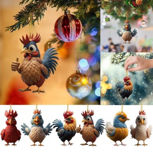 Christmas cartoon chicken acrylic car decoration Christmas tree decoration Home decoration