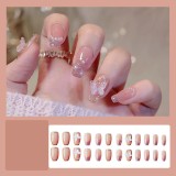 Handmade wearable nail art with silver glitter butterfly nail patches and wearable nail patches (including glue)