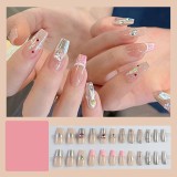 Handmade wearable nail art with silver glitter butterfly nail patches and wearable nail patches (including glue)