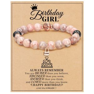 Handmade bead 8mm electroplated volcanic stone bracelet, natural stone powder zebra gold lock, birthday bracelet