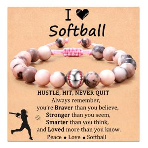 Sports Bracelet Pink Zebra Alloy Volleyball Baseball Basketball Braided Bracelet