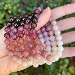 Love Bracelet Natural Garnet Strawberry Crystal Red Wood Grain Gemstone Bracelet