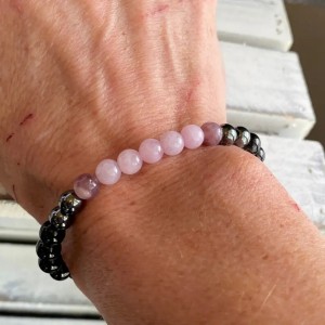 Natural Pink Crystal Ruby Obsidian Fashion Bracelet