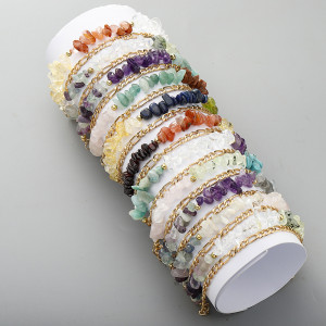 Constellation Stone Bracelet Hand woven Double layered Olive Stone Blue Gold Chain Bracelet Jewelry