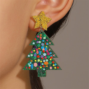 Christmas Acrylic Printed Christmas Tree Earrings