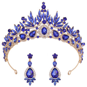 Alloy Crystal Crown Wedding Ball Party Bridal Crown Earrings