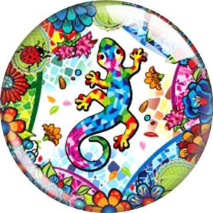 20MM Colorful gecko glass snap button charms