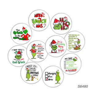 20MM Christmas Monster glass snap button charms