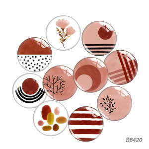 20MM Pink pattern glass snap button charms