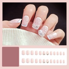 Handmade wearable nail art with silver glitter butterfly nail patches and wearable nail patches (including glue)