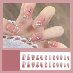 Handmade wearable nail art with silver glitter butterfly nail patches and wearable nail patches (including glue)