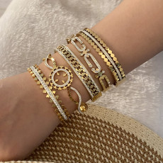 Stainless steel  diamond corrugated Fried Dough Twists bracelet