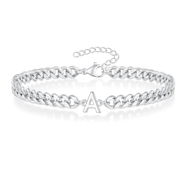 Stainless Steel 26 English Initial Cuban Bracelet