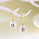 Christmas Pearl Snowman Earrings