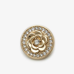 20MM Diamond encrusted flower metal silver plated snap charms
