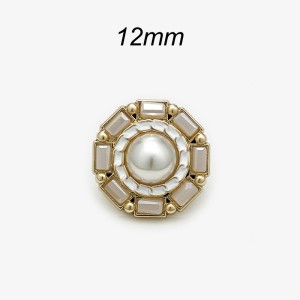 12MM Golden pearl chain metal silver plated snap charms