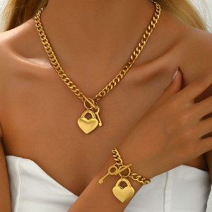 Love copper bracelet necklace set