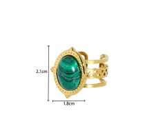 Stainless steel natural stone open ring