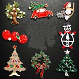 Christmas brooch reindeer alloy drip oil Christmas tree snowman bell decoration