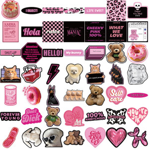 55 Pink Ink English Graffiti Stickers Personalized Decoration Guitar Notebook Luggage DIY Waterproof Stickers