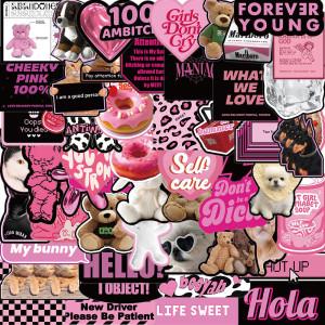 55 Pink Ink English Graffiti Stickers Personalized Decoration Guitar Notebook Luggage DIY Waterproof Stickers