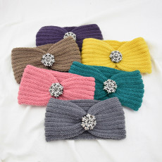 Diamond studded knitted headband, ear protection headband, face wash, exercise, yoga, trendy hair accessories, warm woolen headband