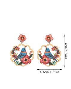 Bohemian style coconut tree flower bird hollow earrings