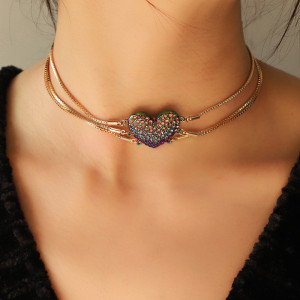 Color electrophoretic full diamond love necklace bracelet