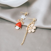 Christmas Snowflake Bell Asymmetric Long Earrings Colorful Christmas Festival Earrings