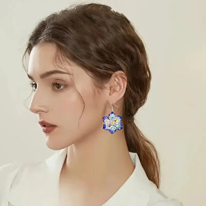 Christmas Love Song Festival Party Ice Linghua Snowflake Acrylic Earrings