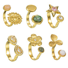 Flower zircon open ring