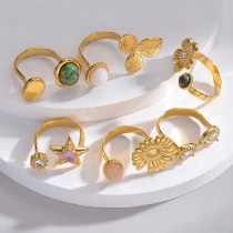 Flower zircon open ring