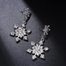 Christmas necklace colorful sparkling rhinestone pearl snowflake charm collar necklace earring set