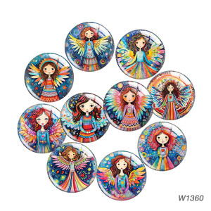 20MM Girl Angel Wings Cartoon  glass snap button charms