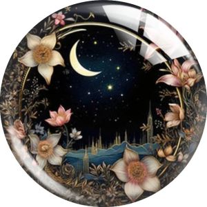 20MM moon Cartoon  glass snap button charms