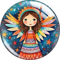 20MM Girl Angel Wings Cartoon  glass snap button charms