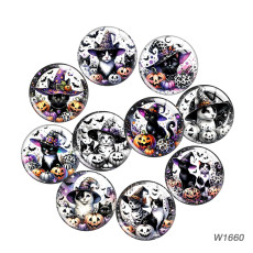 20MM Halloween Cat Cartoon  glass snap button charms