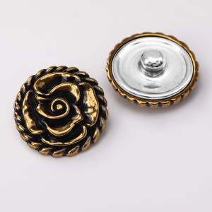 20MM flower metal silver plated snap charms