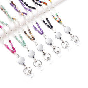 Natural stone bead woven rope necklace Lanyard necklace mobile keychain necklace